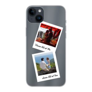 Apple iPhone 14 Plus Phone Case With Double Polaroid Image Using Soft case - Transparent