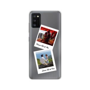 Samsung Galaxy A41 Phone Case With Double Polaroid Image Using Soft case - Transparent