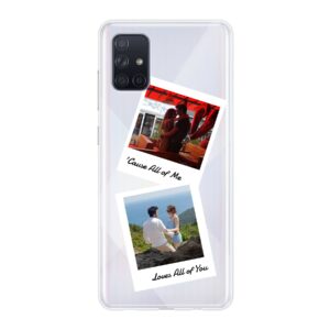 Samsung Galaxy A71 4G Phone Case With Double Polaroid Image Using Soft case - Transparent