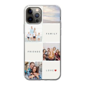 Phone Case With Text and Photo Collage Design Made For Apple iPhone 12 Soft case - Transparent