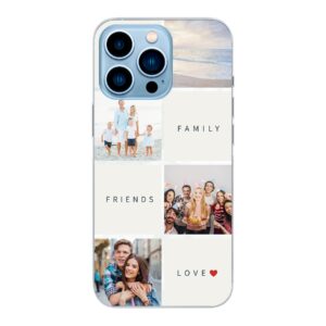 Apple iPhone 13 Pro Max Soft case - Transparent With Text and Photo Collage Design