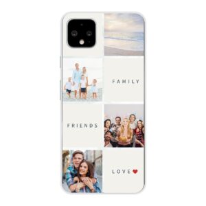 Phone Case With Text and Photo Collage Design Made For Google Pixel 4 XL Soft case - Transparent