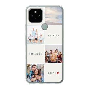 Soft case - Transparent For Google Pixel 5 With Text and Photo Collage Design