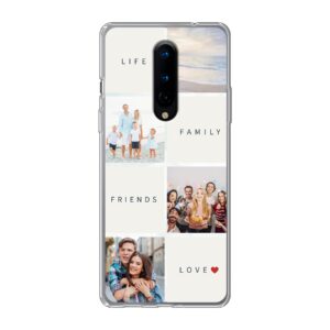 Phone Case With Text and Photo Collage Design Made For OnePlus 8 5G Soft case - Transparent