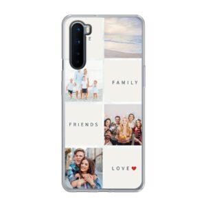 OnePlus Nord Soft case - Transparent With Text and Photo Collage Design