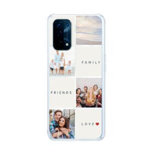 Oppo A74 5G Soft case - Transparent With Text and Photo Collage Design