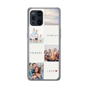 Phone Case With Text and Photo Collage Design Made For Oppo Find X3 Soft case - Transparent