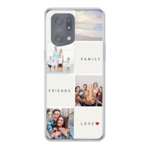 Oppo Find X5 Pro Phone Case With Text and Photo Collage Image Using Soft case - Transparent