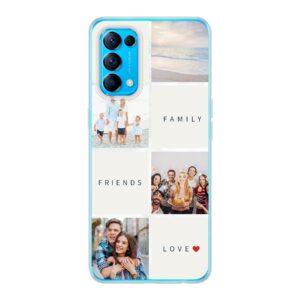 Oppo Reno5 5G Soft case - Transparent With Text and Photo Collage Design