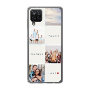 Phone Case With Text and Photo Collage Design Made For Samsung Galaxy A12 Nacho Soft case - Transparent