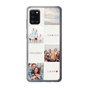 Samsung Galaxy A31 Soft case - Transparent With Text and Photo Collage Design