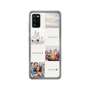 Samsung Galaxy A41 Phone Case With Text and Photo Collage Image Using Soft case - Transparent