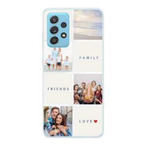 Soft case - Transparent For Samsung Galaxy A73 5G With Text and Photo Collage Design