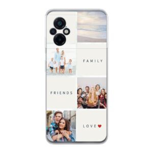 Xiaomi Poco M5 4G / 5G Soft case - Transparent With Text and Photo Collage Design