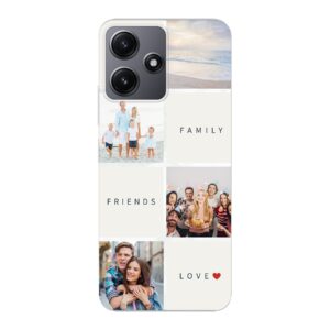 Xiaomi Redmi 12 Phone Case With Text and Photo Collage Image Using Soft case - Transparent