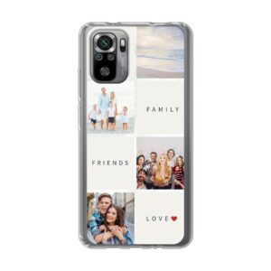 Xiaomi Redmi Note 10S Phone Case With Text and Photo Collage Image Using Soft case - Transparent